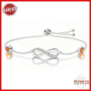 Sterling Silver Infinity Birthstone Bracelet Adjustable Slide Clasp
